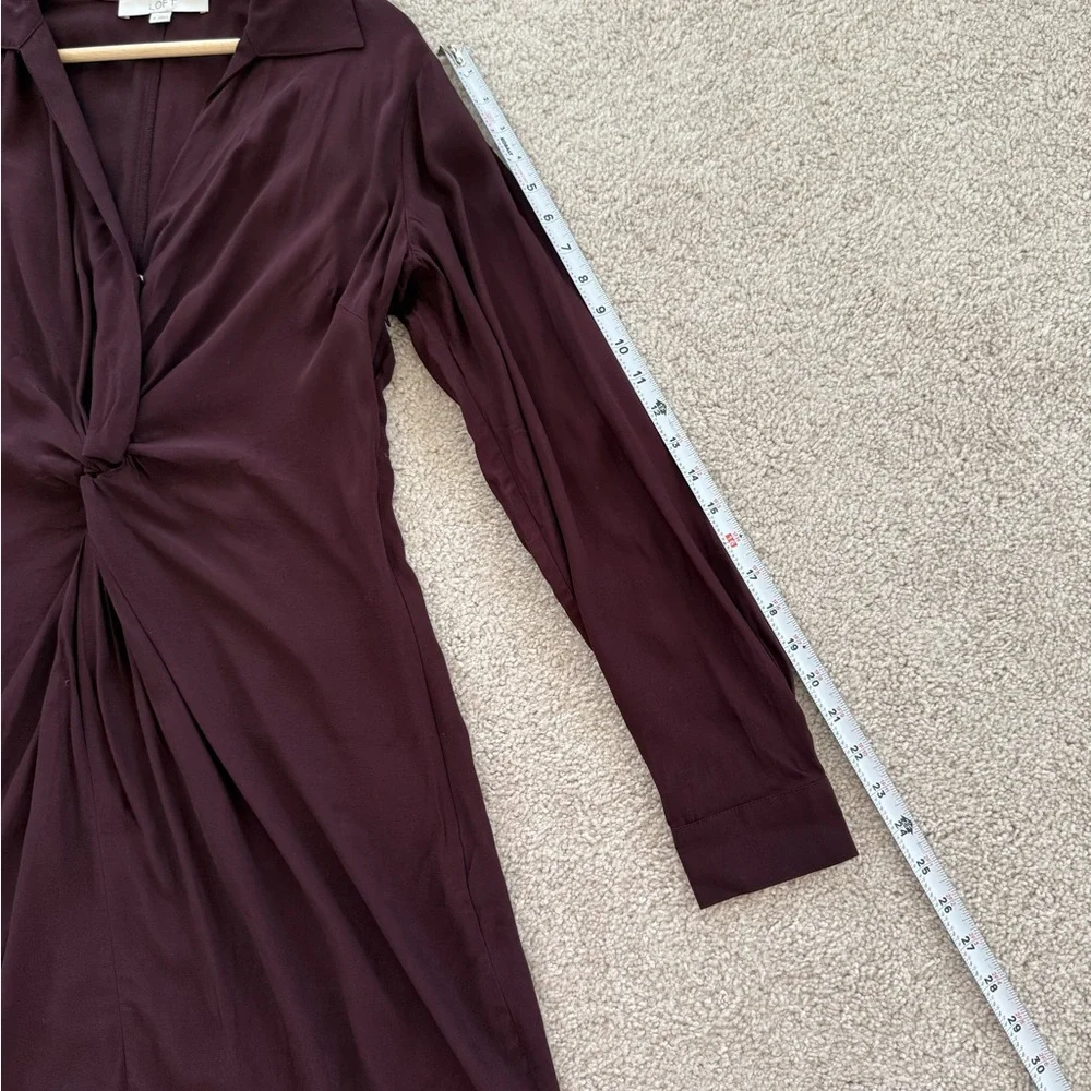 LOFT Deep Burgundy Twist Front Shirt Dress (6) - Picture 5 of 9